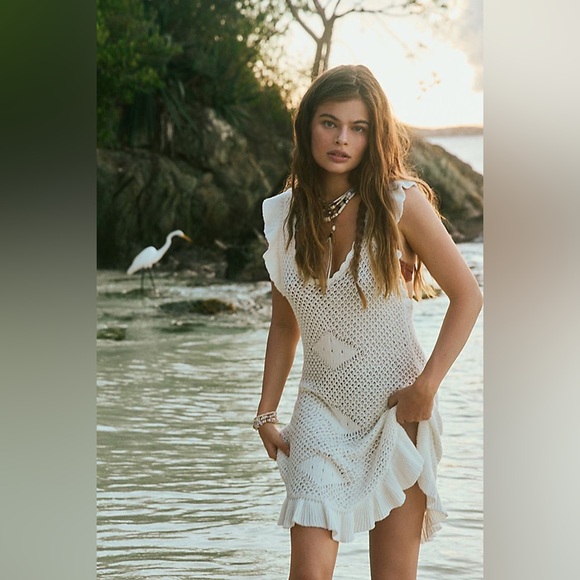 Free People Dresses & Skirts - Free People White Crochet Mini Dress